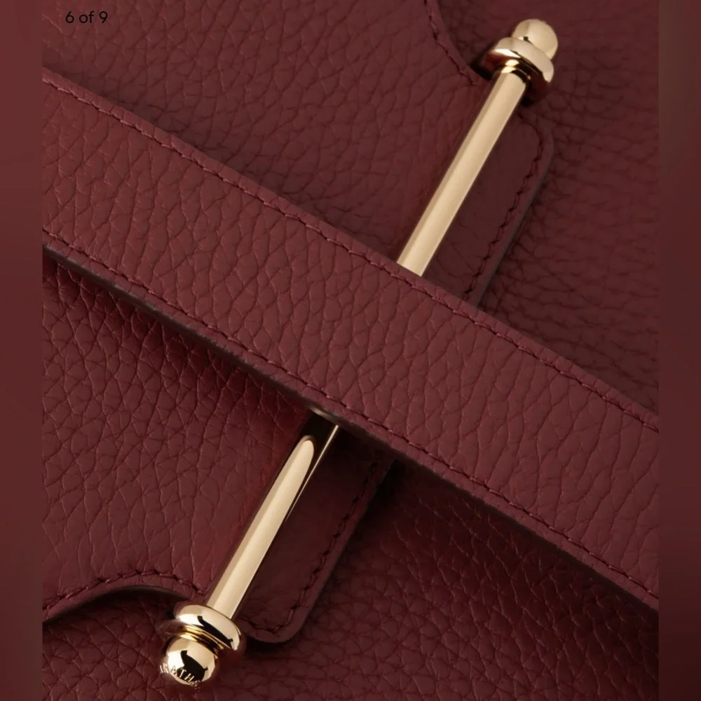 Strathberry Luxurious Burgundy Shoulder Bag with Gold Detail - Picture 5 of 9